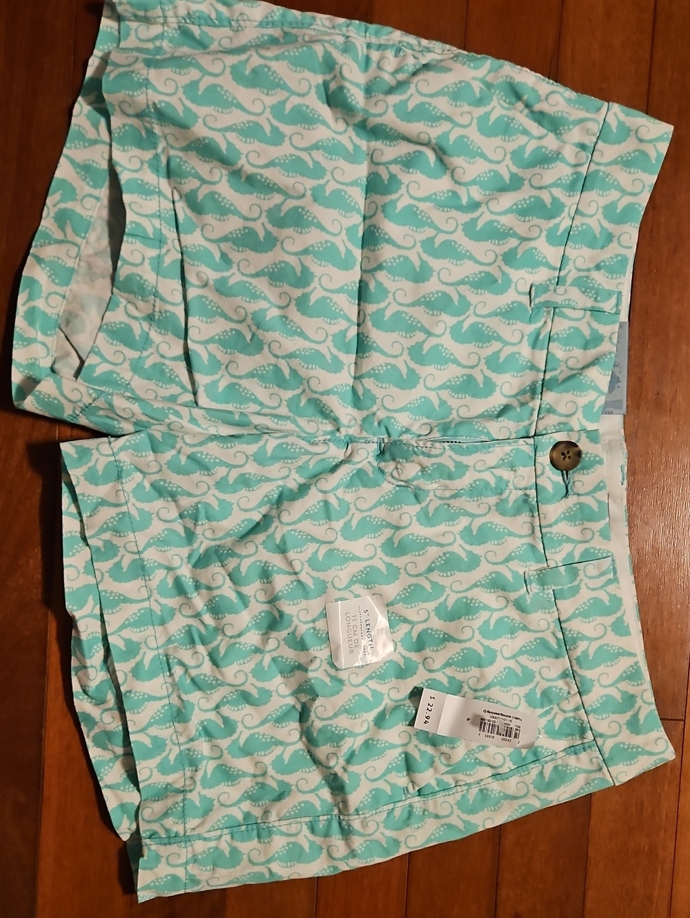 5FOR$30 Teal Seahorse Print Cotton Shorts
